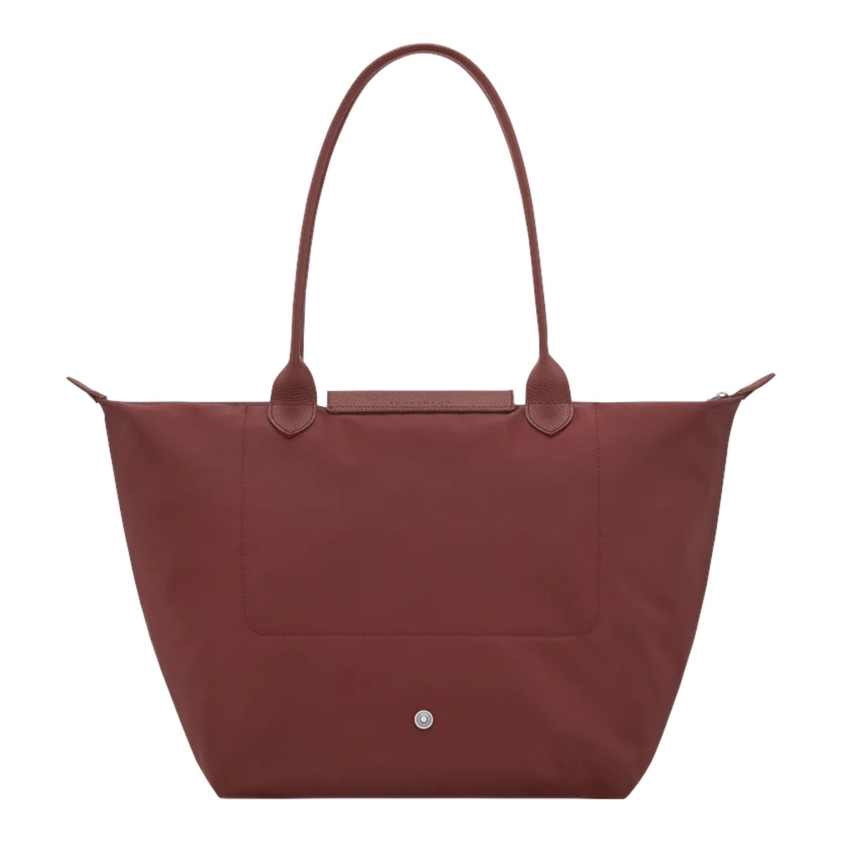 Lieblingstasche Le Pliage One L tote bag in deep red nylon with leather handles and trim. Features a front pocket and a snap closure.