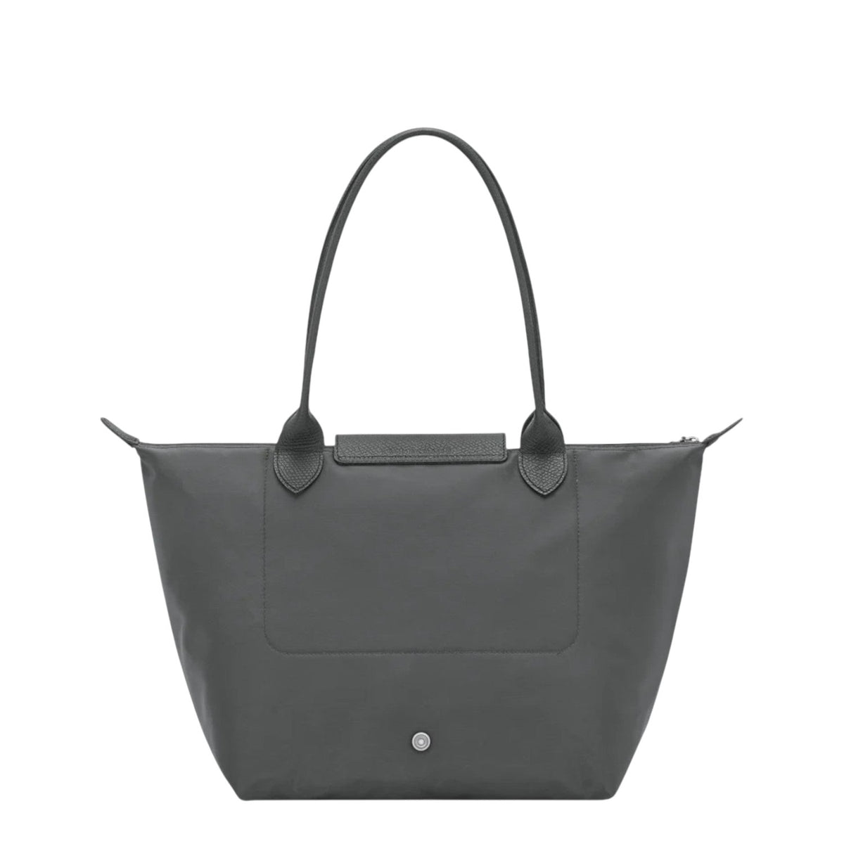 Lieblingstasche Le Pliage One M shoulder bag in grey nylon with leather trim and a snap closure.