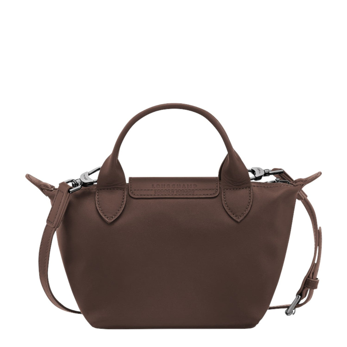 Lieblingstasche Le Pliage Xtra Handtasche XS, a small brown leather handbag with top handles and a detachable shoulder strap.