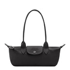 Lieblingstasche Le Pliage Xtra S black leather shoulder bag with embossed logo and snap closure.