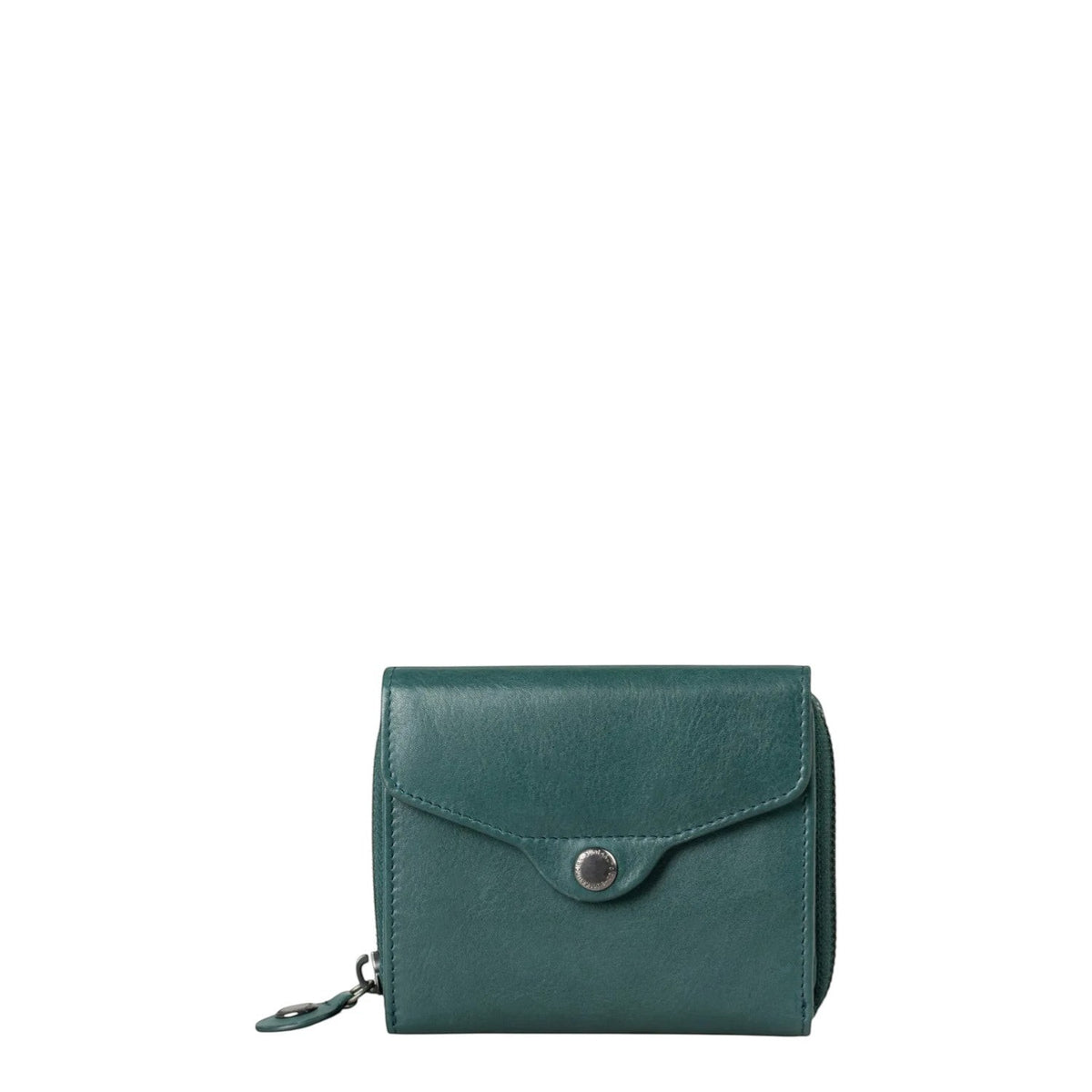 Lieblingstasche Lesley dark green leather wallet with a snap button closure and zip compartment