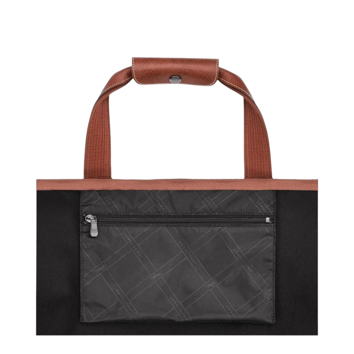 Lieblingstasche Longchamp Boxford travel bag in black canvas with brown leather trim and front zip pocket