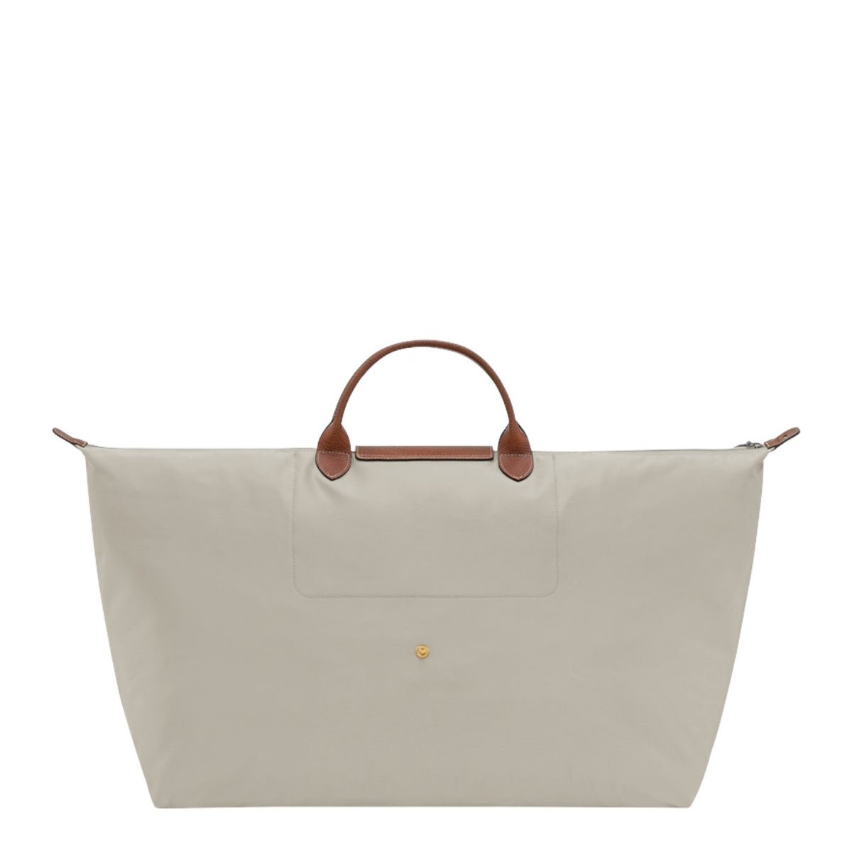 Lieblingstasche Longchamp Le Pliage XL travel bag in beige nylon with brown leather handles and gold snap button