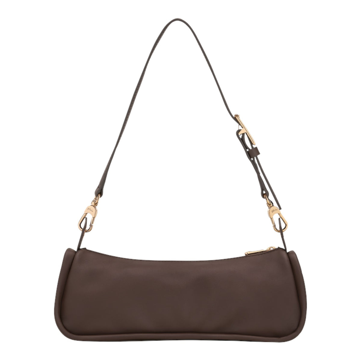 Lieblingstasche Looong Schultertasche S in dark brown with gold-tone hardware and an adjustable shoulder strap.