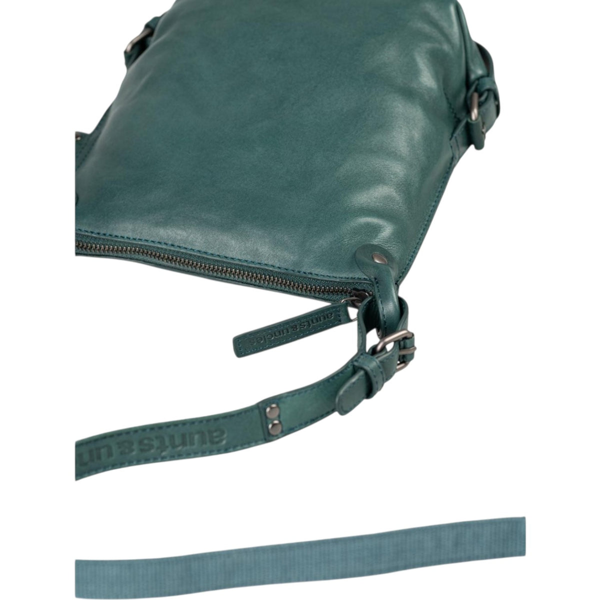 Lieblingstasche Mrs. Chocolate Cookie dark green leather crossbody bag with adjustable strap and zipper detail