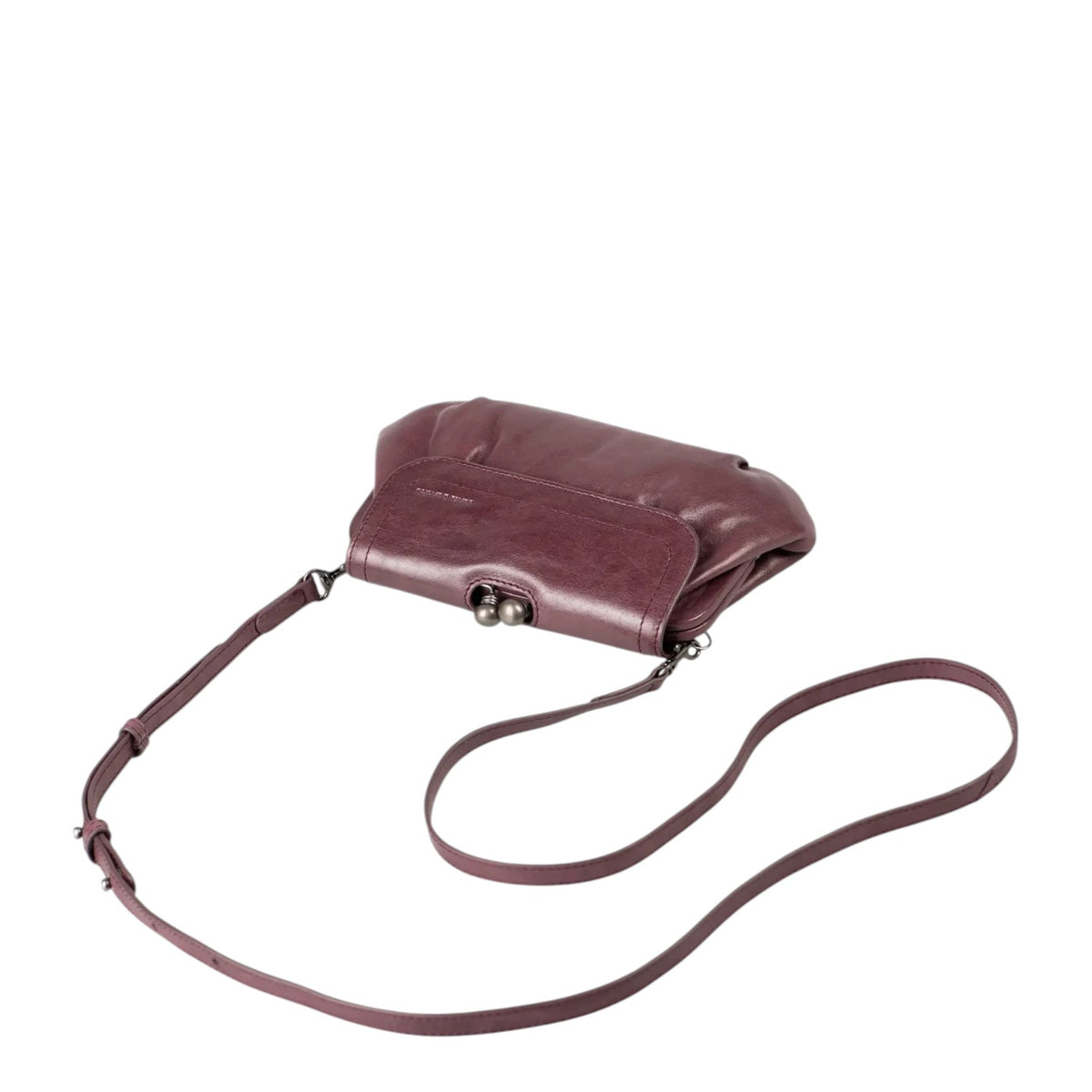 Lieblingstasche Mrs. Whoopie Pie dark purple leather crossbody bag with a vintage-style kiss-lock clasp