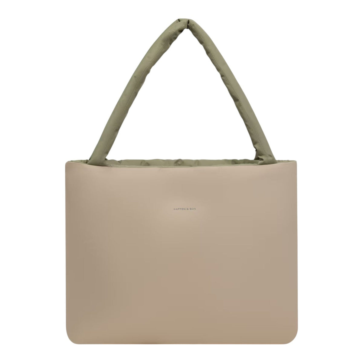 Lieblingstasche Norva 2in1 shopper bag in beige with olive green padded shoulder straps and minimalist design