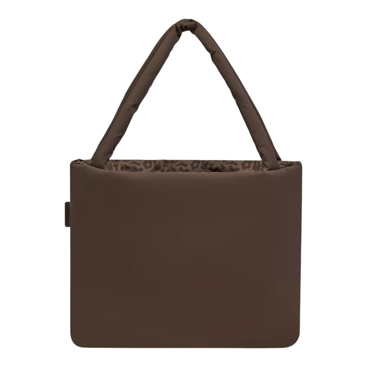 Lieblingstasche Norva 2in1 shopper bag in dark brown with a padded design and leopard print interior lining
