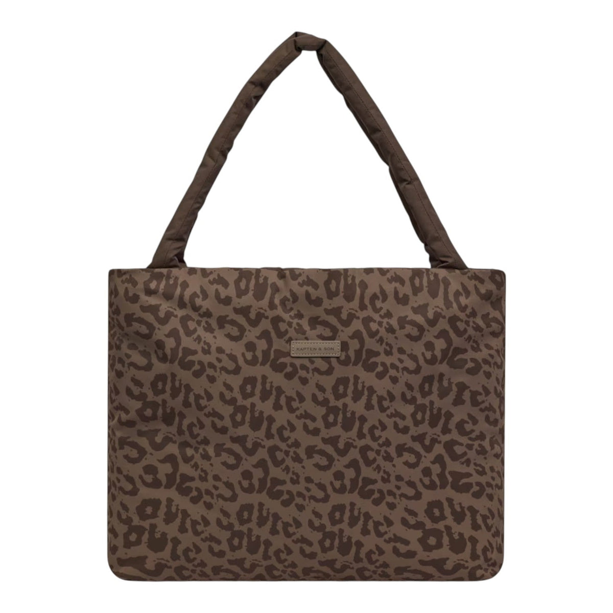 Lieblingstasche Norva 2in1 shopper bag in brown with a dark leopard print pattern and padded shoulder straps