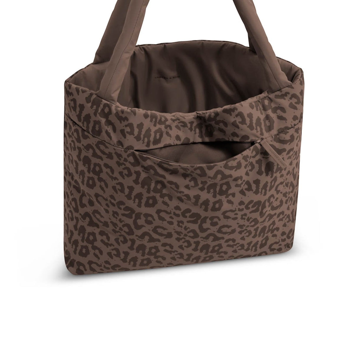 Lieblingstasche Norva 2in1 shopper bag in brown leopard print with a front zip pocket and comfortable shoulder straps