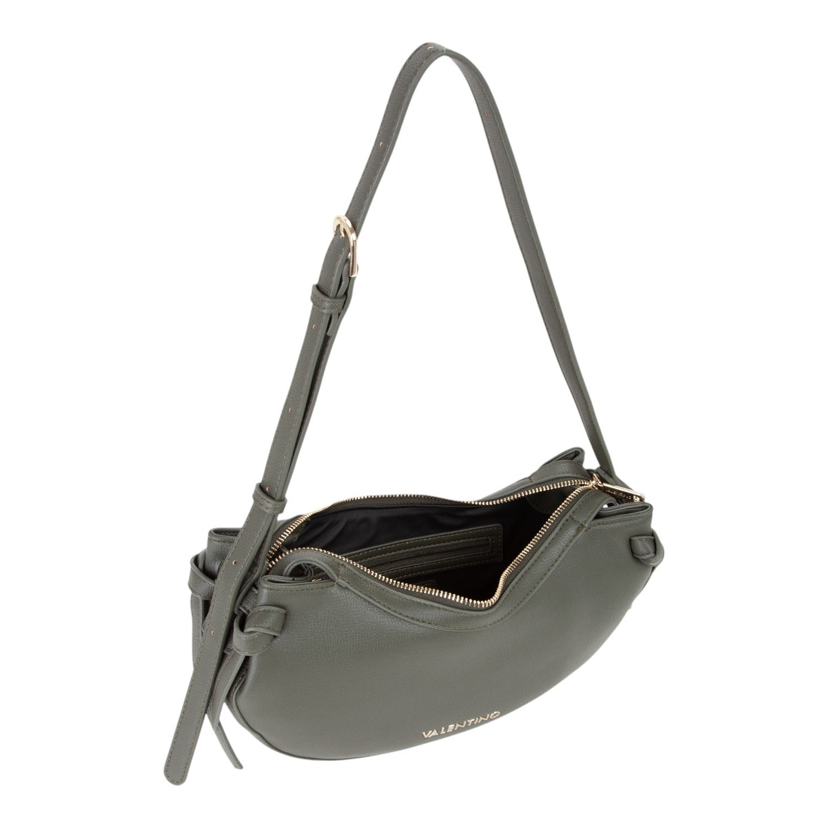 Lieblingstasche olive green faux leather shoulder bag with adjustable strap and zip closure