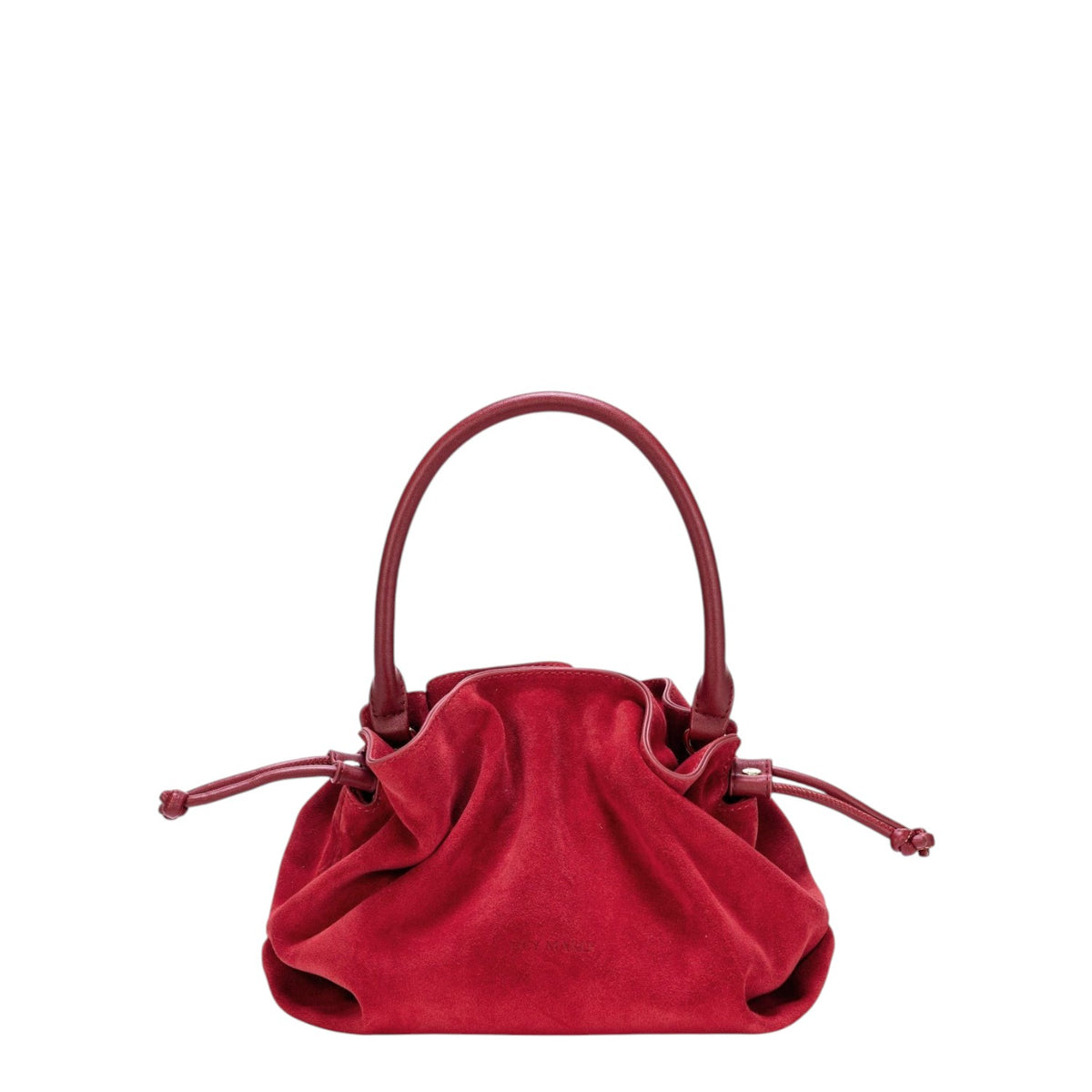 Lieblingstasche Cool Companion Suede S handbag in vibrant red suede with a drawstring closure and top handle