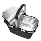 Lieblingstasche reisenthel Carrybag Iso insulated shopping basket in black with silver thermal lining and zipper lid