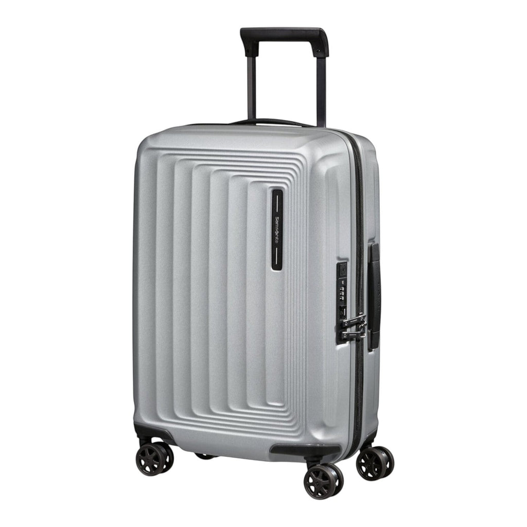 Lieblingstasche Samsonite NUON Spinner 55/20 silver hard shell carry-on suitcase with TSA lock and 4 spinner wheels