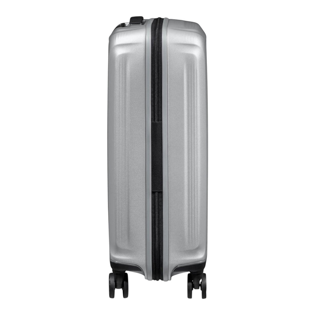 Lieblingstasche Samsonite Nuon Spinner 55/20 silver hard shell carry-on suitcase with side view