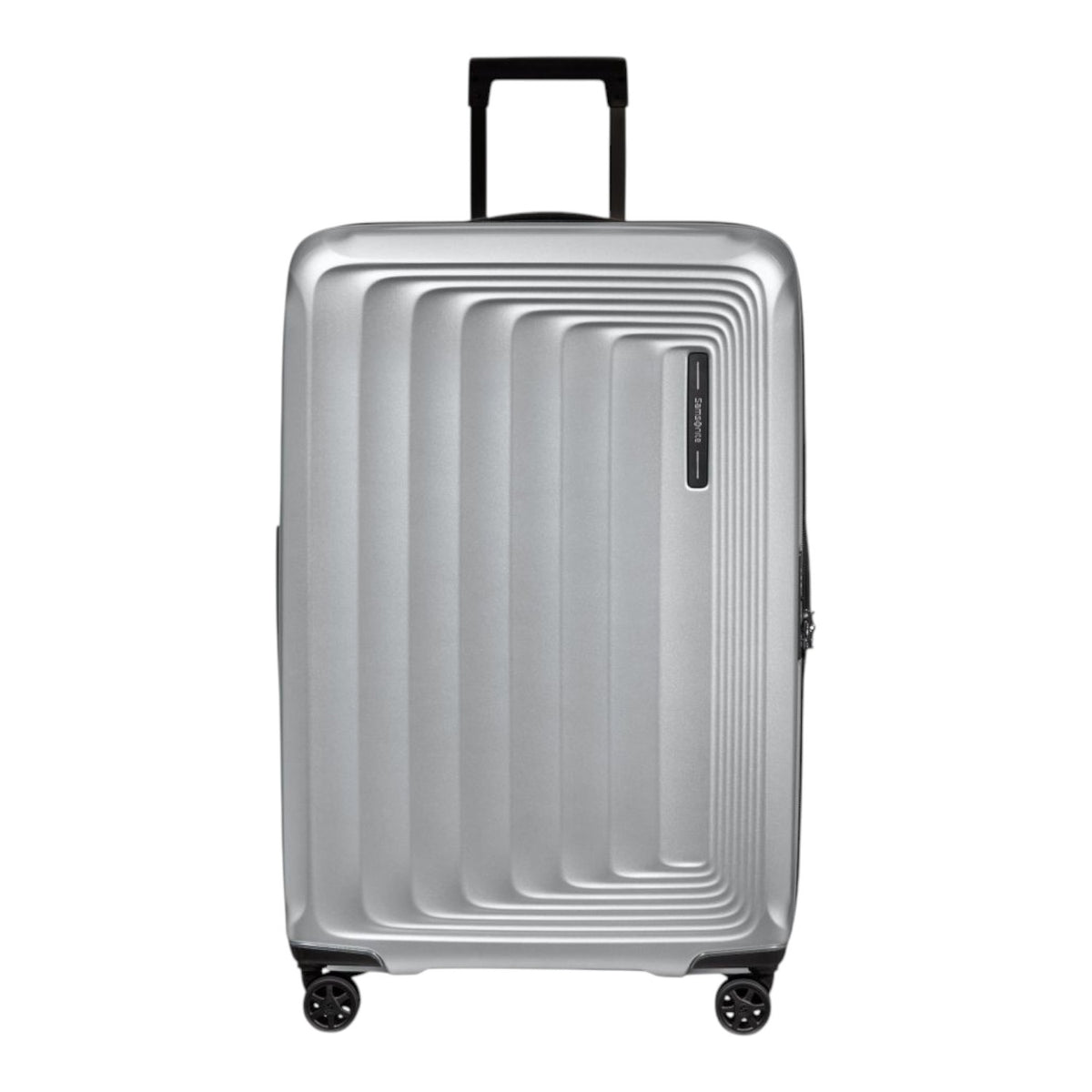 Lieblingstasche Samsonite NUON Spinner 75/28 hard shell suitcase in silver with modern textured design and wheels