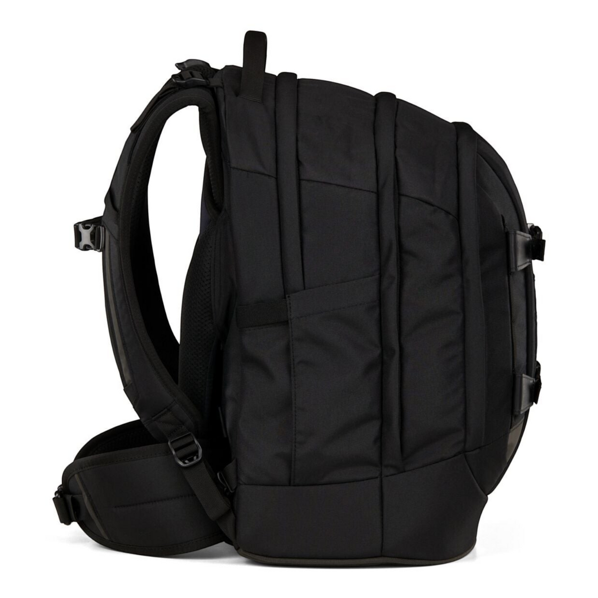 Lieblingstasche satch PACK school backpack in black with ergonomic straps and side view