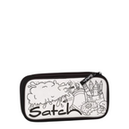 Lieblingstasche Satch pencil case with black and white doodle art featuring a donut, spray can, and pencils