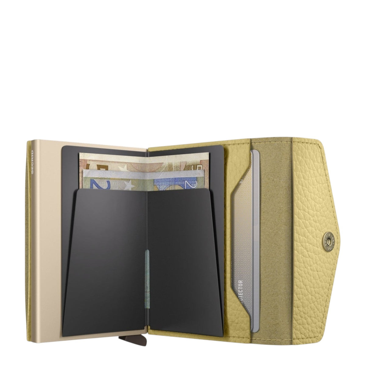 Lieblingstasche Secrid Envelope Pebble wallet in yellow textured leather with card protector and snap button closure