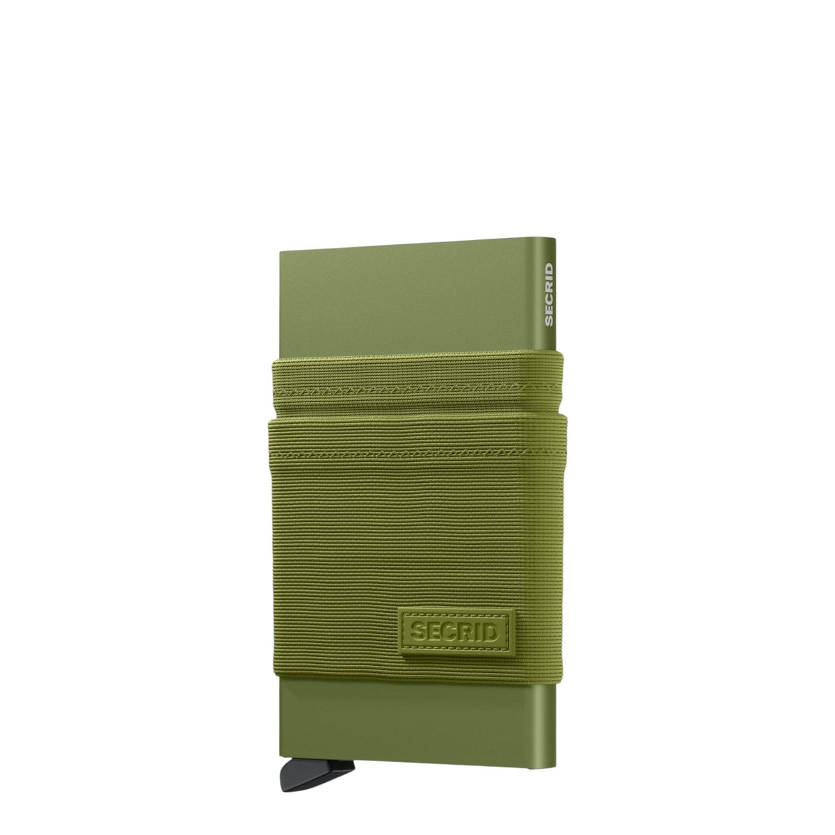 Lieblingstasche Secrid Flexwallet in olive green with a protective card case and flexible elastic powernet sleeve.