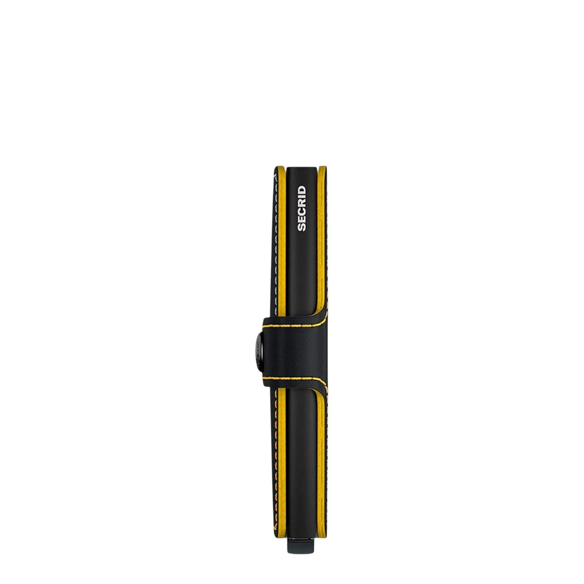 Lieblingstasche Secrid Miniwallet Matte in black leather with yellow contrast stitching and RFID protection