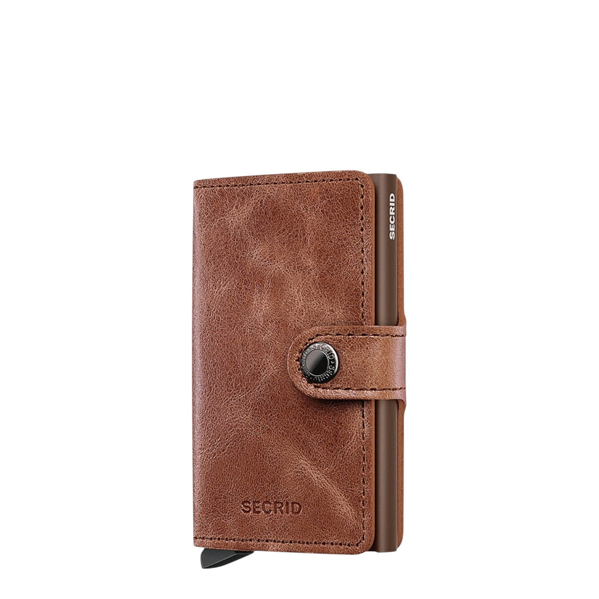 Lieblingstasche Secrid Miniwallet Vintage in brown leather with snap button closure and integrated card protector