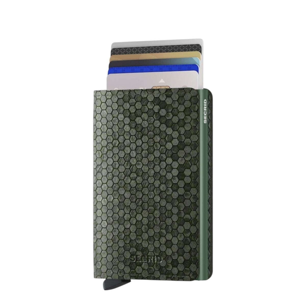 Lieblingstasche Secrid Slimwallet Hexagon in olive green with RFID protection and card ejector mechanism