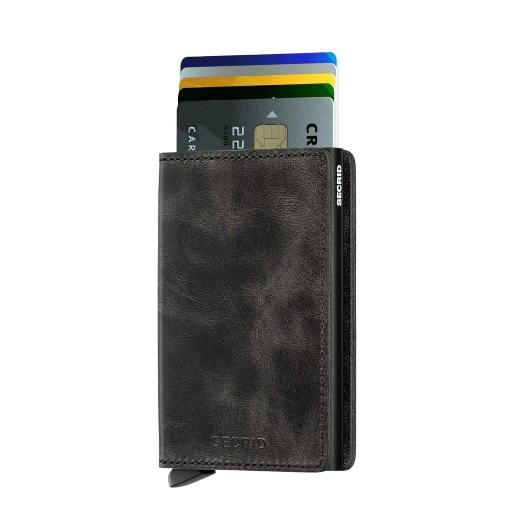 Lieblingstasche Secrid Slimwallet Vintage in dark grey leather with RFID protection and card slide mechanism