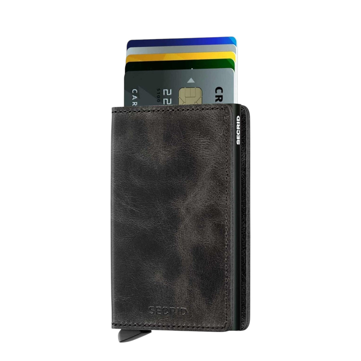 Lieblingstasche Secrid Slimwallet Vintage in dark grey leather with RFID protection and card slide mechanism