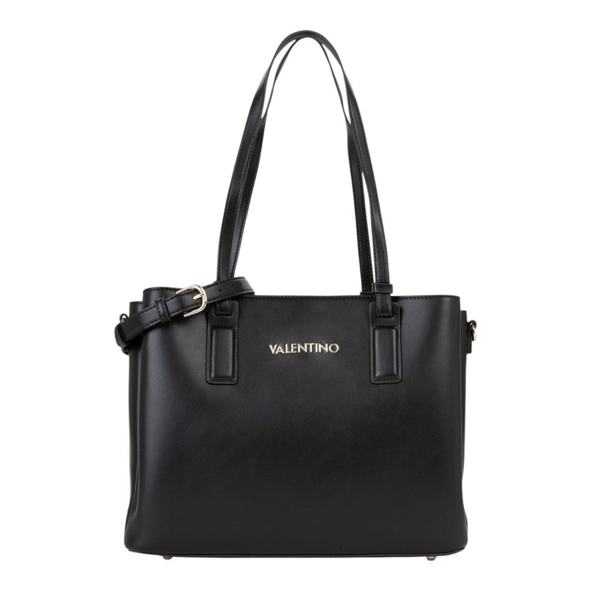 Lieblingstasche Shopping Clio Re black leather tote bag with gold hardware and adjustable strap.