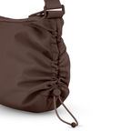 Lieblingstasche Skara Small brown nylon shoulder bag with a gathered drawstring side detail
