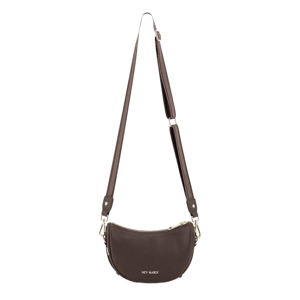 Lieblingstasche Sporty Sister dark brown crescent-shaped crossbody bag with adjustable strap and silver hardware
