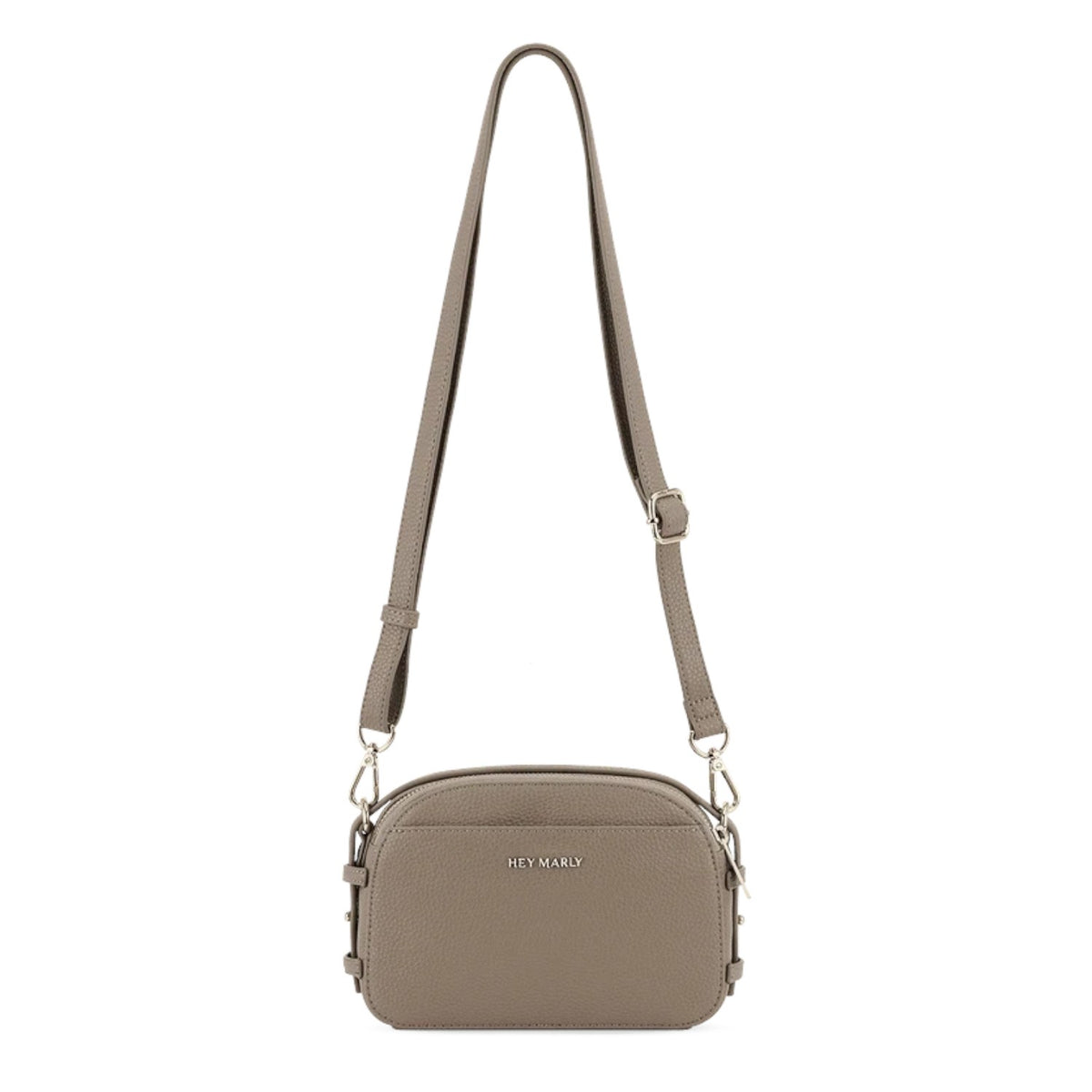 Lieblingstasche Style Mate taupe leather crossbody bag with adjustable strap and silver hardware
