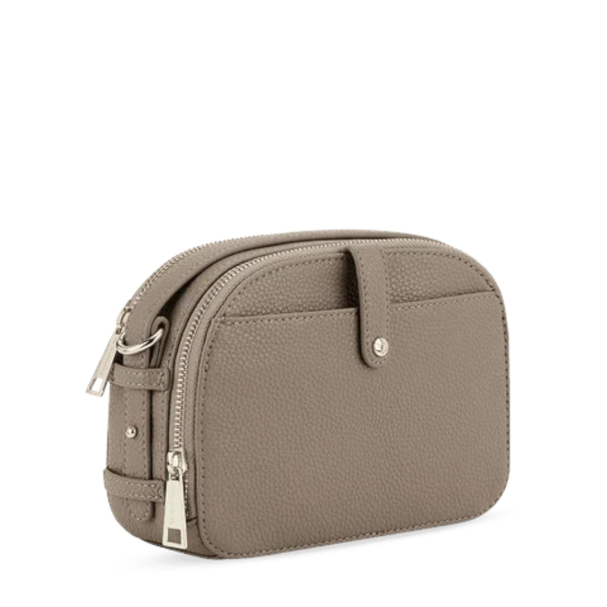Lieblingstasche Style Mate taupe pebbled leather crossbody bag with silver hardware and front pocket