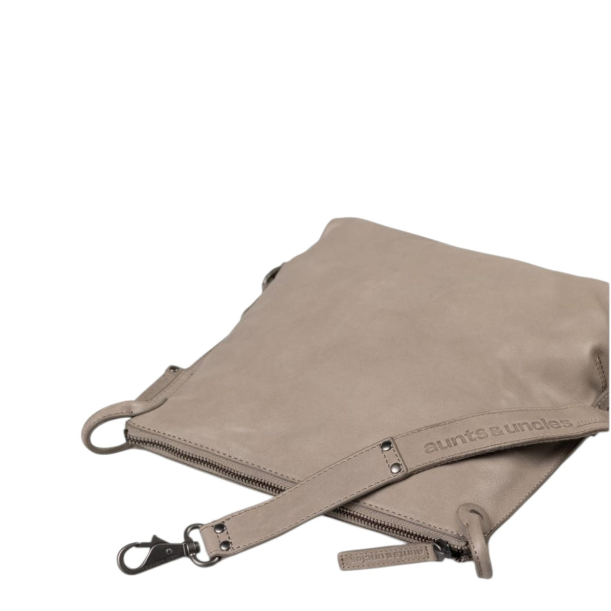 Lieblingstasche Mrs. Raisin Cookie taupe leather crossbody bag with a detachable strap and zipper closure