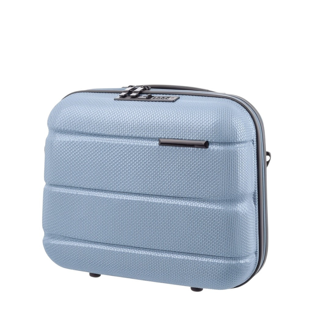 Lieblingstasche Stratosphere teal hard-shell beautycase with textured finish and TSA lock.