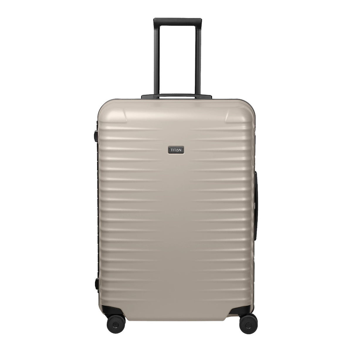 Lieblingstasche TITAN OVERSEAS 4w Trolley L in beige with a ribbed hard shell and four wheels