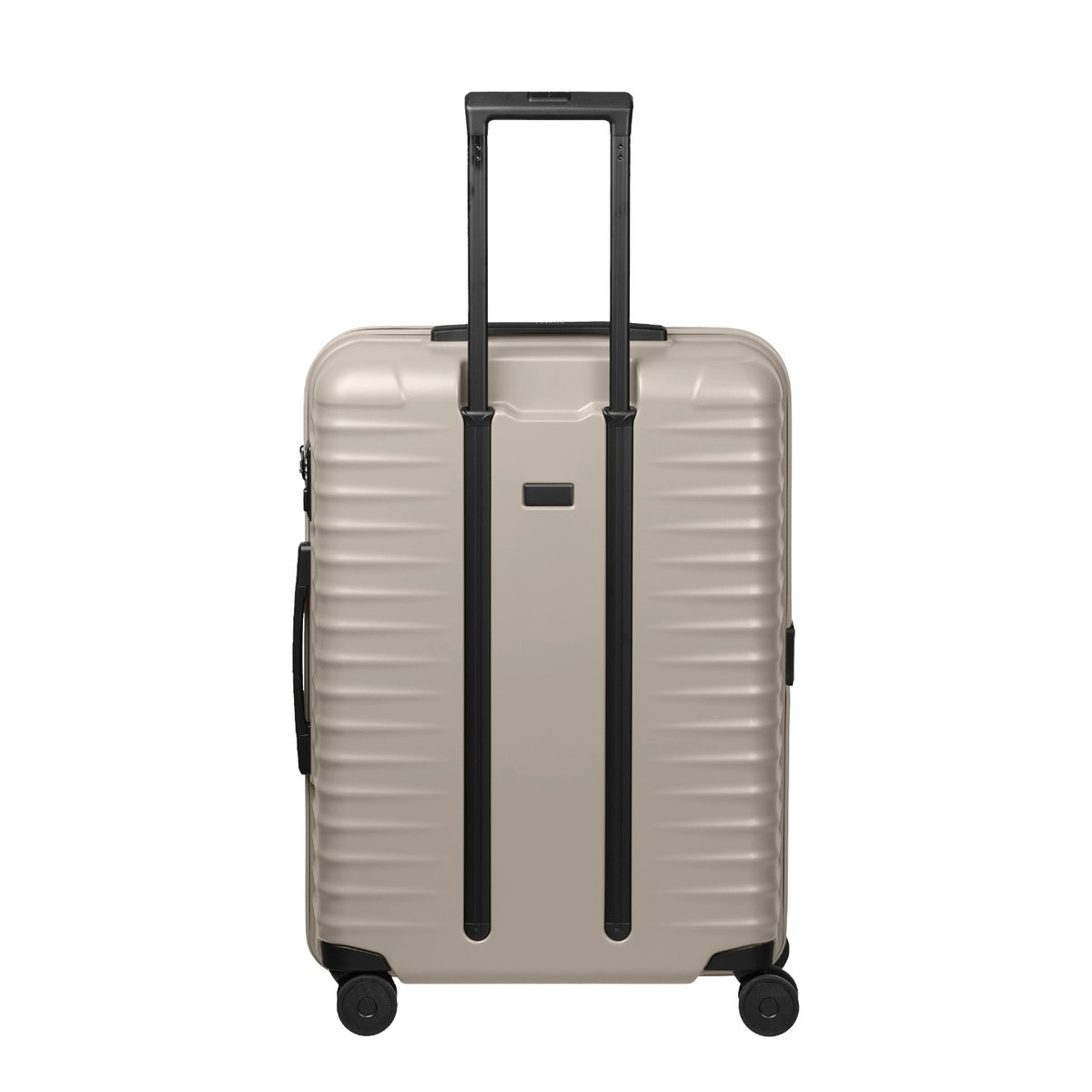 Lieblingstasche UPGRADE 4w Trolley M+ in beige with a hard shell, telescopic handle, and four spinner wheels.