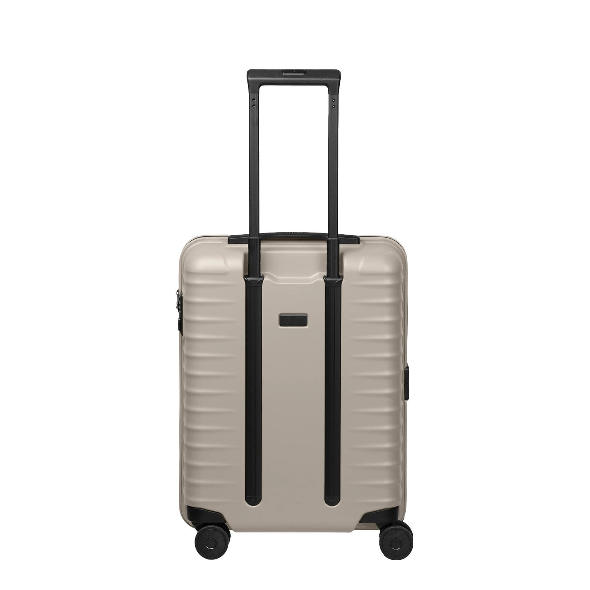 Lieblingstasche UPGRADE 4w Trolley S23 in a sleek beige hard-shell design with black telescopic handle and wheels.