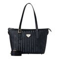 Lieblingstasche Vallon small black shopper bag with monogram pattern, gold hardware, and detachable shoulder strap.
