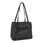 Lieblingstasche Zea-2 black leather shoulder bag with an anchor charm and front zipper pocket