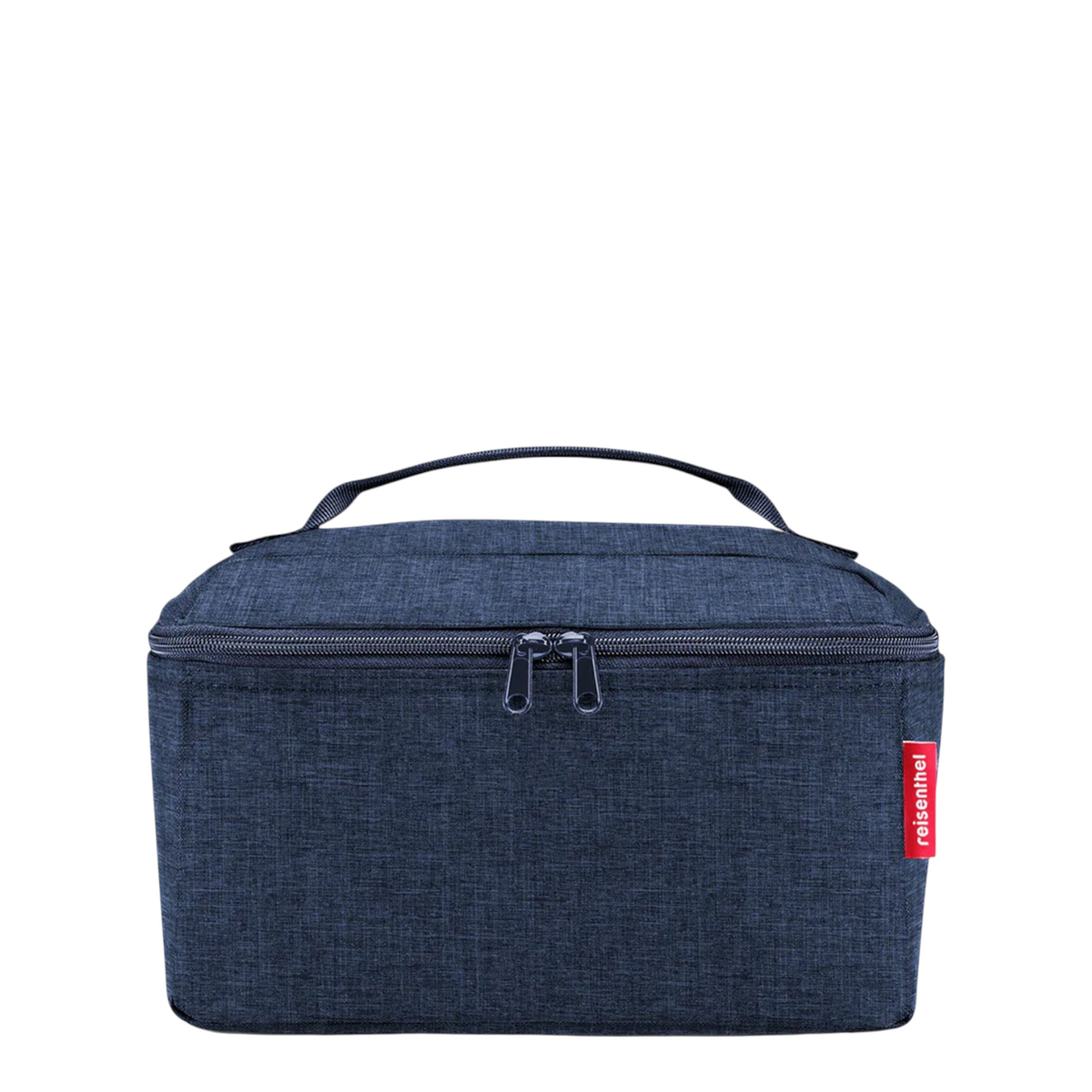 Lieblingstasche navy blue fabric beautycase with a top handle and zip closure