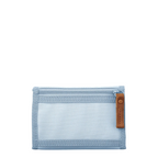 Lieblingstasche Skandi Edition light blue wallet with a transparent window and brown leather zipper pull