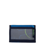 Lieblingstasche Satch wallet in dark blue and grey with a zippered coin pocket and neon green graphic accents