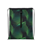 Lieblingstasche Satch drawstring sports bag in black with a geometric green line pattern and front buckle strap.