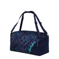 Lieblingstasche satch sports bag in dark blue with neon geometric pattern, featuring adjustable straps and shoe pocket