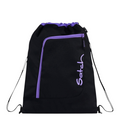 Lieblingstasche Satch drawstring sports bag in black with purple zipper and logo details for school and gym